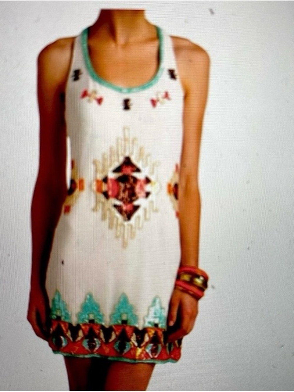 Willow & Clay Sequin Embellished Mini Dress - White and Multicolor
